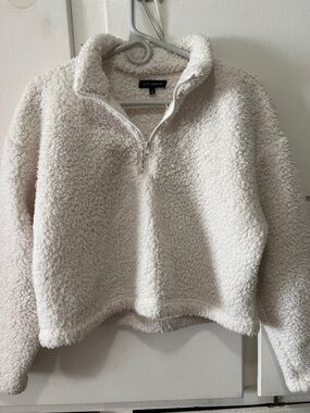 PacSun White Sherpa Half-Zip Pullover